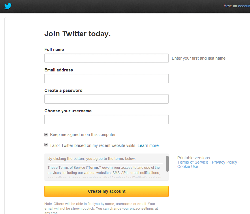 Sign Up For Twitter Sign Up For Twitter