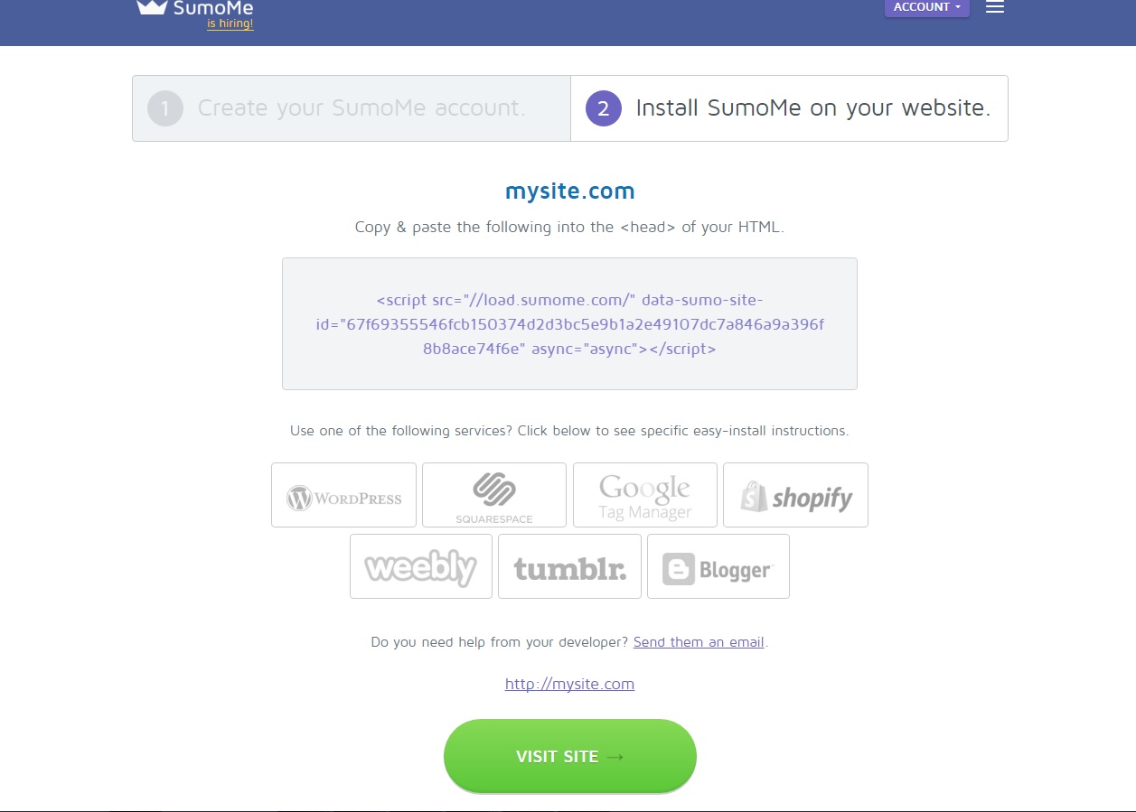 Install SumoMe on Your Site
