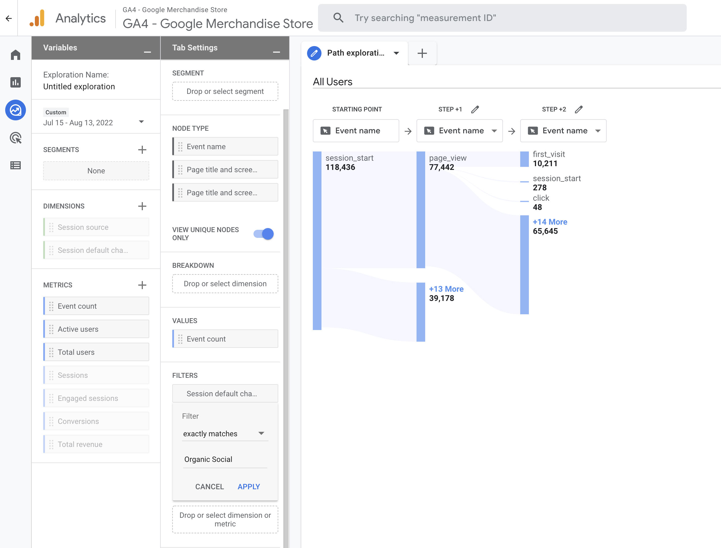 GA4 Social Media Path Chart